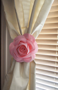 Two Rose Flower Curtain Tie Backs Curtain Tiebacks Curtain Holdback -Drapery Tieback-Baby Nursery Decor-Light Pink Decor - Daisy Manor
