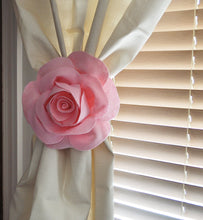 Load image into Gallery viewer, Two Rose Flower Curtain Tie Backs Curtain Tiebacks Curtain Holdback -Drapery Tieback-Baby Nursery Decor-Light Pink Decor - Daisy Manor
