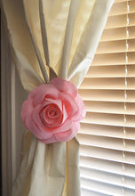 Load image into Gallery viewer, One Rose Flower Curtain Tie Backs Curtain Tiebacks Curtain Holdback -Drapery Tieback-Baby Nursery Decor-Light Pink Decor - Daisy Manor
