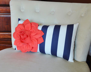 Navy Stripe Lumbar Pillow - Daisy Manor