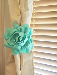 Mint Dahlia Flower Curtain Tie Backs - Daisy Manor