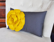 Load image into Gallery viewer, Grey Pillows - White Dahlia on Charcoal Gray Lumbar Pillow - Decorative Pillow - - Daisy Manor
