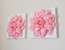 Load image into Gallery viewer, Two Wall Flowers -Light Pink Dahlias on White and 12 x12&quot; Canvas Wall Art- Baby Nursery Wall Art - Daisy Manor
