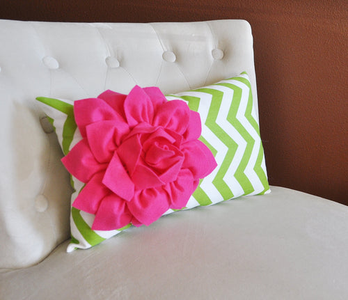 Chartreuse / Hot Pink Pillow - Daisy Manor