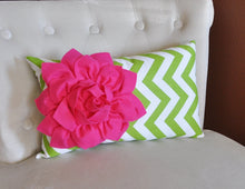 Load image into Gallery viewer, Chartreuse / Hot Pink Pillow - Daisy Manor
