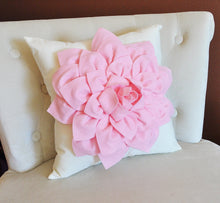 Load image into Gallery viewer, Light Pink Dahlia Flower on Ivory Pillow Nursery Pillow - Daisy Manor
