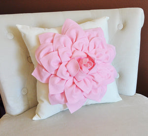 Light Pink Dahlia Flower on Ivory Pillow Nursery Pillow - Daisy Manor