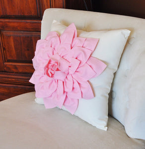 Light Pink Dahlia Flower on Ivory Pillow Nursery Pillow - Daisy Manor