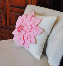 Load image into Gallery viewer, Light Pink Dahlia Flower on Ivory Pillow Nursery Pillow - Daisy Manor
