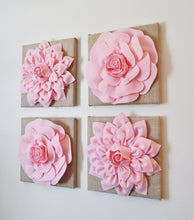 Load image into Gallery viewer, Pink Nursery Floral Canvas on Burlap Set of Four Baby Girl Nursery Decor - Daisy Manor
