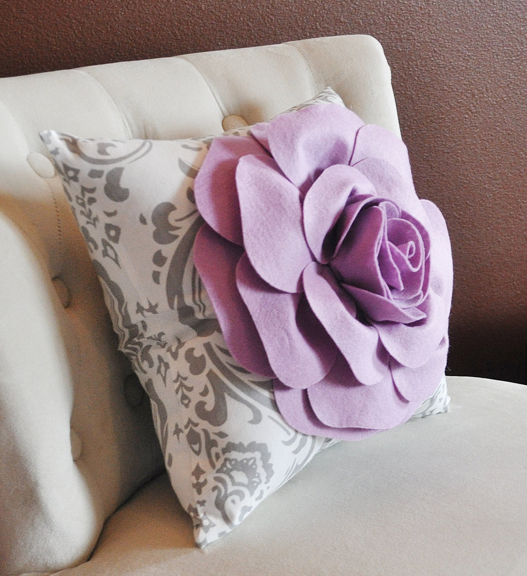 Lilac on Damask Pillow - Daisy Manor