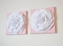 Load image into Gallery viewer, Wall Decor -Set Of Three Light Pink and White Flower Wall Hangings 12 x12&quot; Canvas Wall Art- - Daisy Manor
