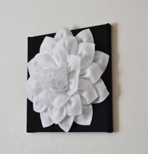 Load image into Gallery viewer, Two Flower Wall Hangings -White Dahlia on Black 12 x12&quot; Canvas Wall Art- Black and White Wall Decor - Daisy Manor
