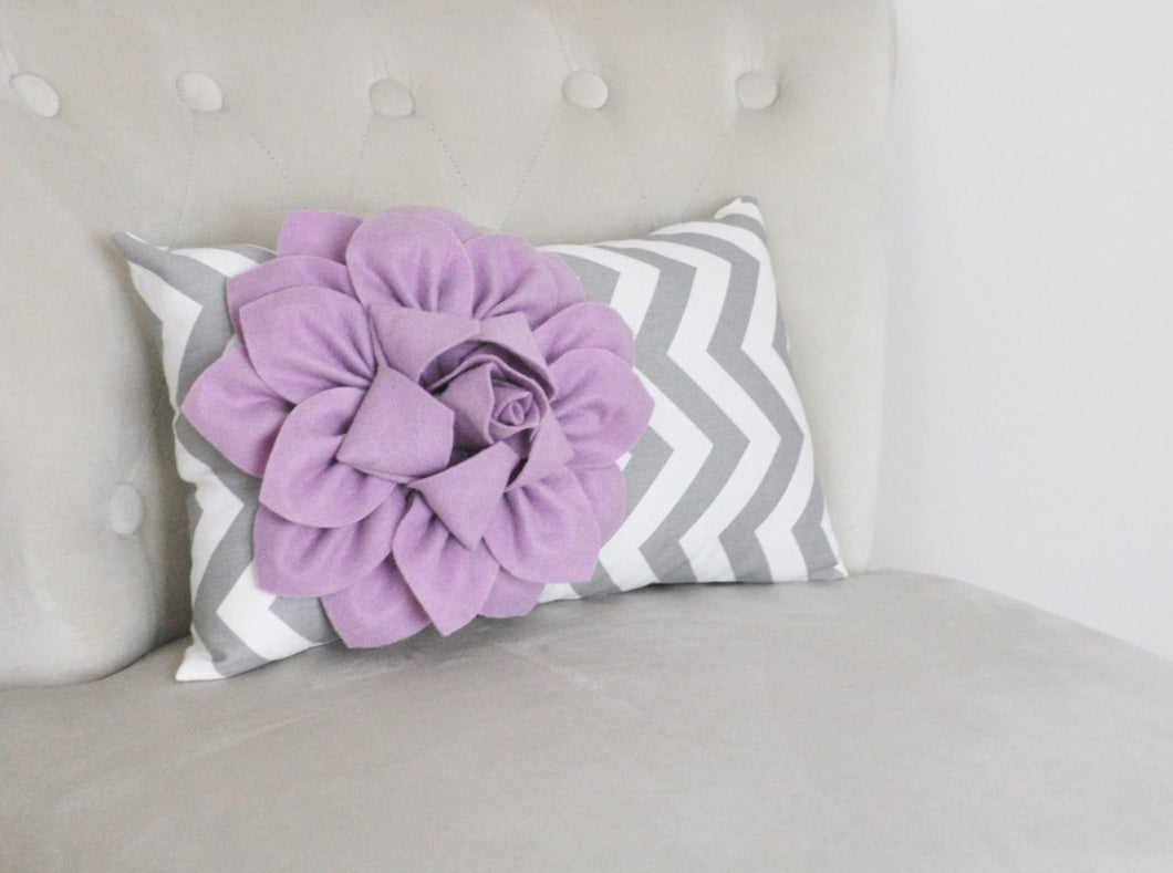 Lilac Purple / Grey Chevron Pillow - Daisy Manor