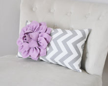 Load image into Gallery viewer, Lilac Purple / Grey Chevron Pillow - Daisy Manor
