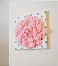 Load image into Gallery viewer, Wall Flower -Light Pink Dahlia on White with Gray Polka Dot 12 x12&quot; Canvas Wall Art- Baby Nursery Wall Decor- - Daisy Manor
