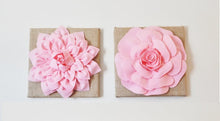 Load image into Gallery viewer, Wall Flower -Light Pink Dahlia on Burlap 12 x12&quot; Canvas Wall Art- 3D Felt Flower - Daisy Manor
