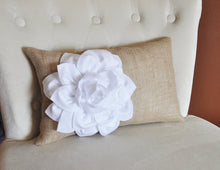 Load image into Gallery viewer, Wall Flower -White Dahlia on Burlap 12 x12&quot; Canvas Wall Art- 3D Felt Flower - Daisy Manor

