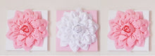 Load image into Gallery viewer, Three Wall Hangings Light Pink Dahlia on White and White Dahlia on Light Pink  12 x12&quot; Canvases Wall Art- Baby Nursery Wall - Daisy Manor
