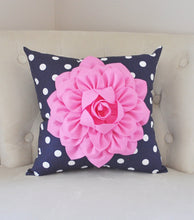 Load image into Gallery viewer, Navy Polka Dot Pillow - Daisy Manor
