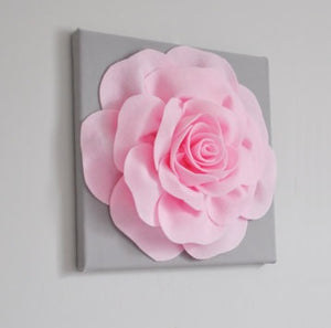 Light Pink Rose on Gray Canvas size 18x18 - Daisy Manor