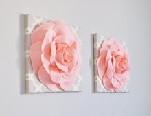 Load image into Gallery viewer, Two Wall Flowers -Light Pink Roses on Neutral Gray Tarika Print 12 x12&quot; Canvases Wall Art- Baby Nursery Wall Decor- - Daisy Manor
