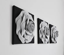 Load image into Gallery viewer, Silver Rose on Black Canvas Wall Art - Daisy Manor
