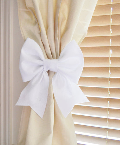 White Bow Style Curtain Tieback - Daisy Manor